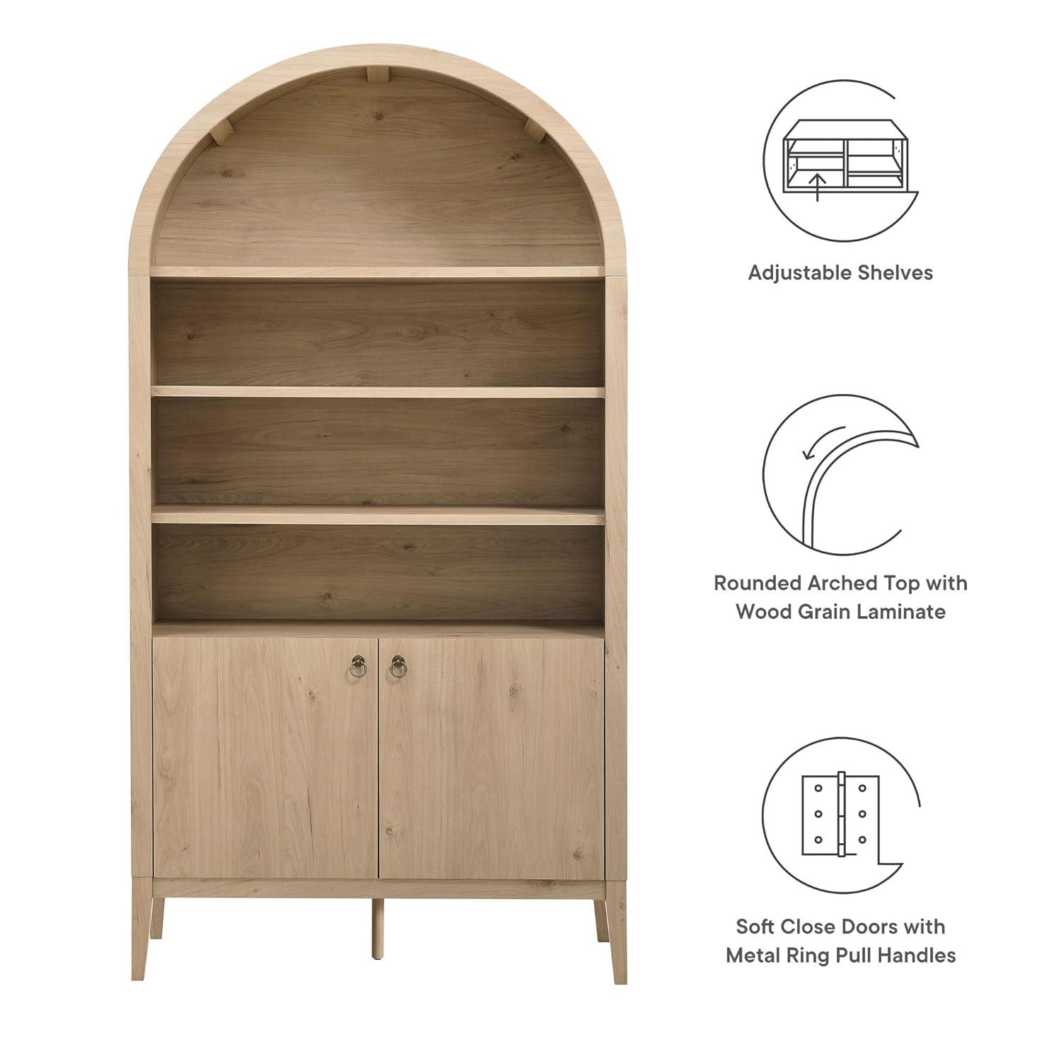 Modway Nolan 74" Tall Arched Storage Display Cabinet Bookshelf