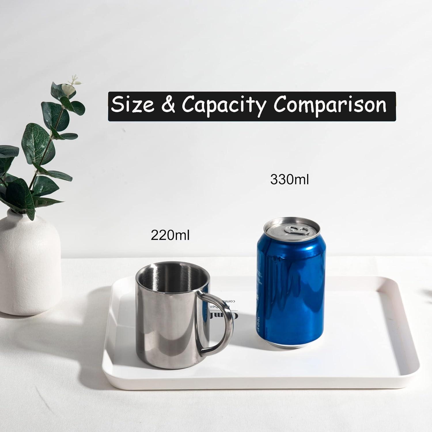 Namzi 7.5oz Stainless Steel Double Walled Camping Mugs, Set of 2