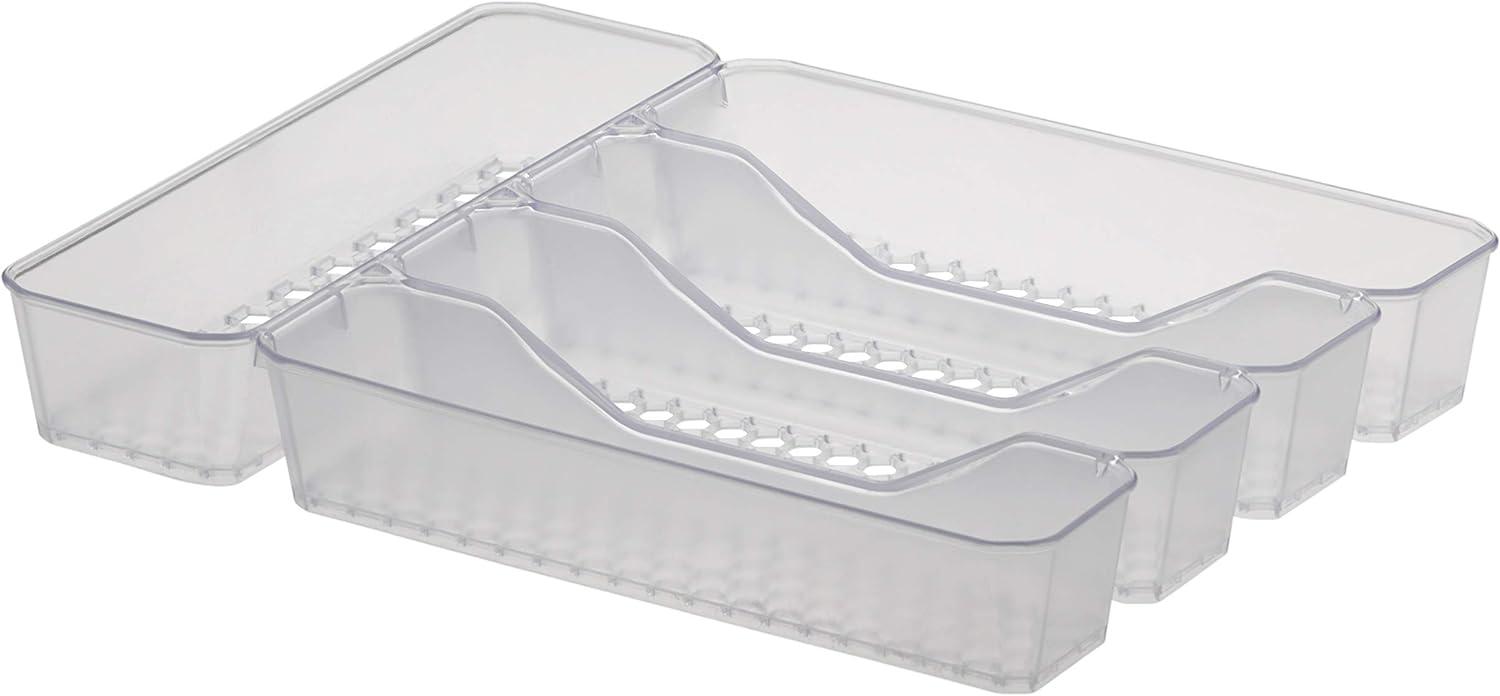 10"x13" Hexa 5-Divider Silverware Tray Clear - Spectrum Diversified: In-Drawer Utensil Organizer, Plastic Flatware Storage