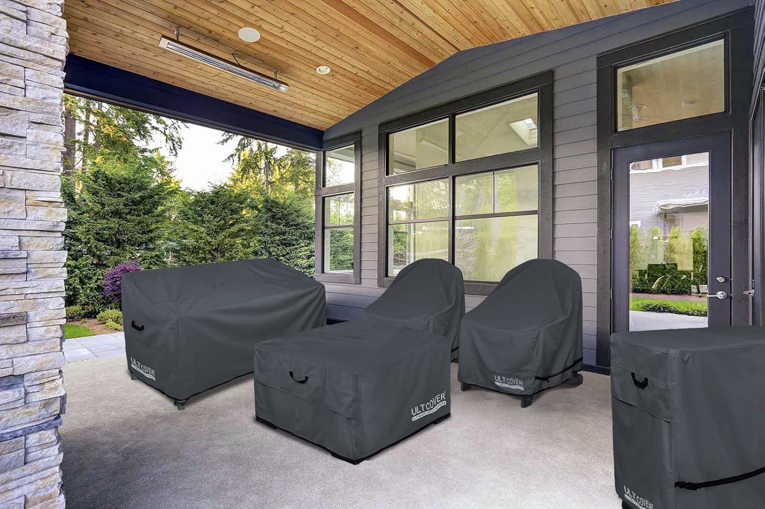 ULTCOVER Waterproof Outdoor Sofa Cover - Heavy Duty Patio Bench Covers 86W x 30D x 35H inch, Black
