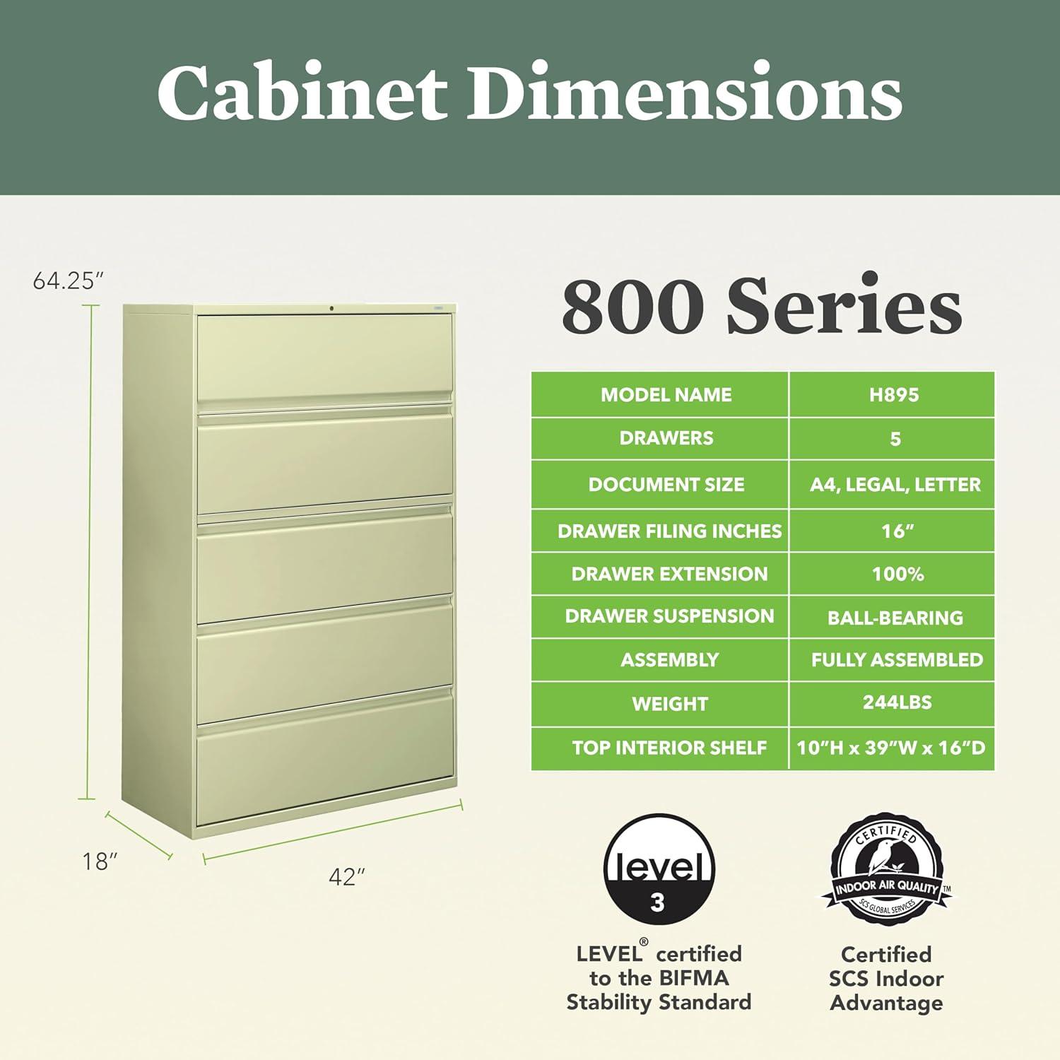 Putty 5-Drawer Lockable Metal Lateral File Cabinet