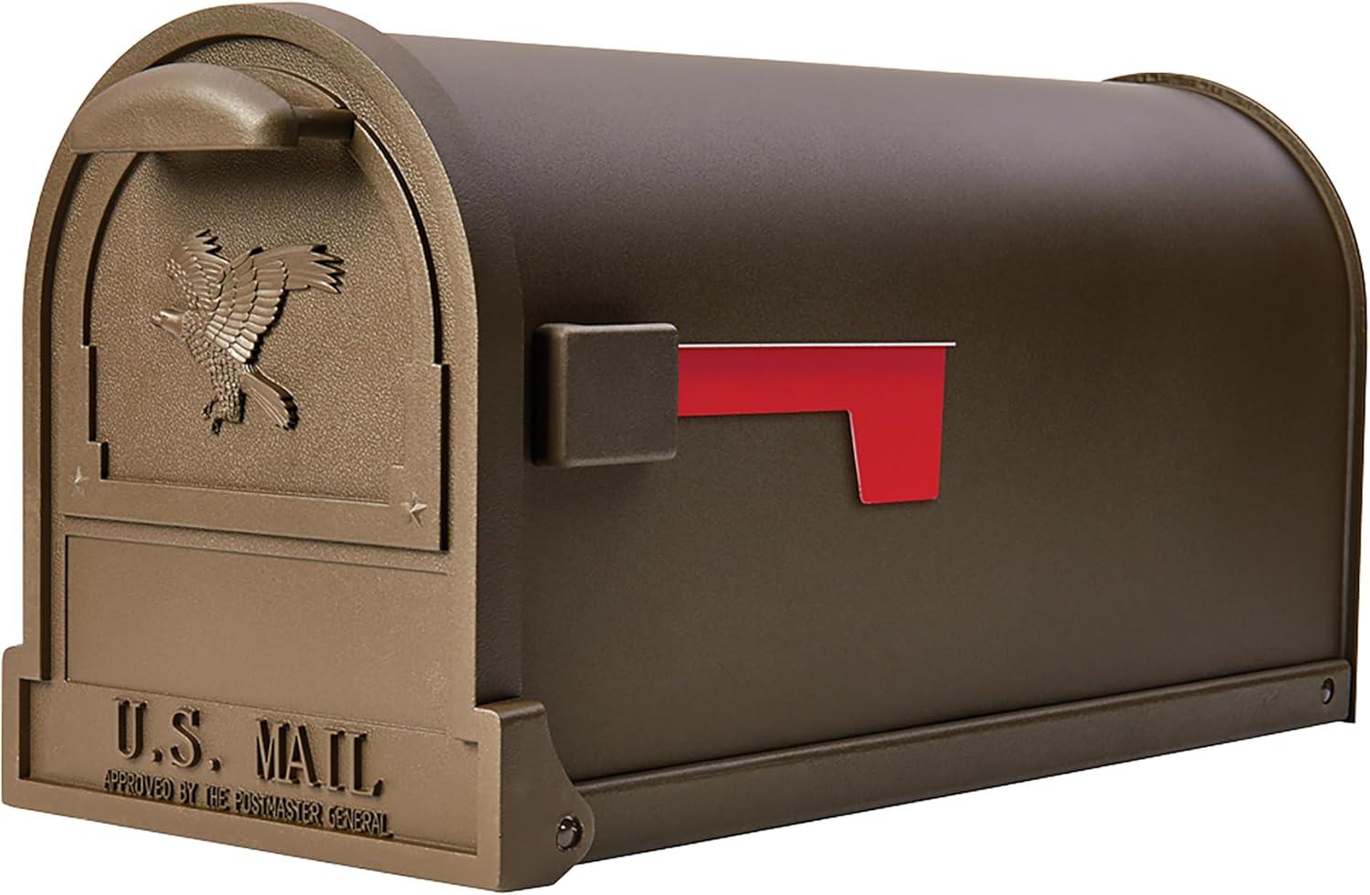 Bronze Steel Post-Mount Mailbox with Embossed Eagle