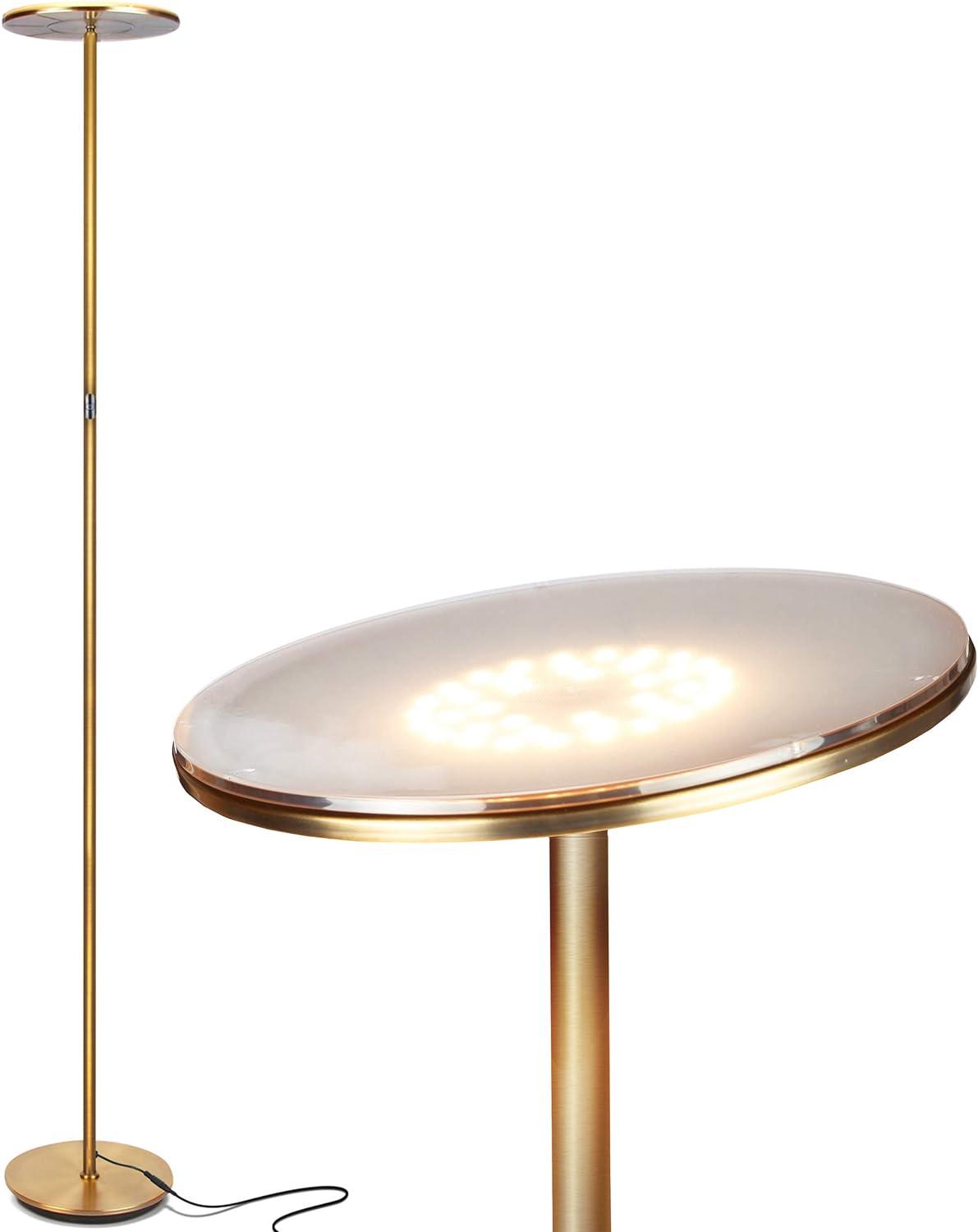 Brightech Sky Flux Modern Brass LED Floor Lamp with 3-Way Touch Dimmer