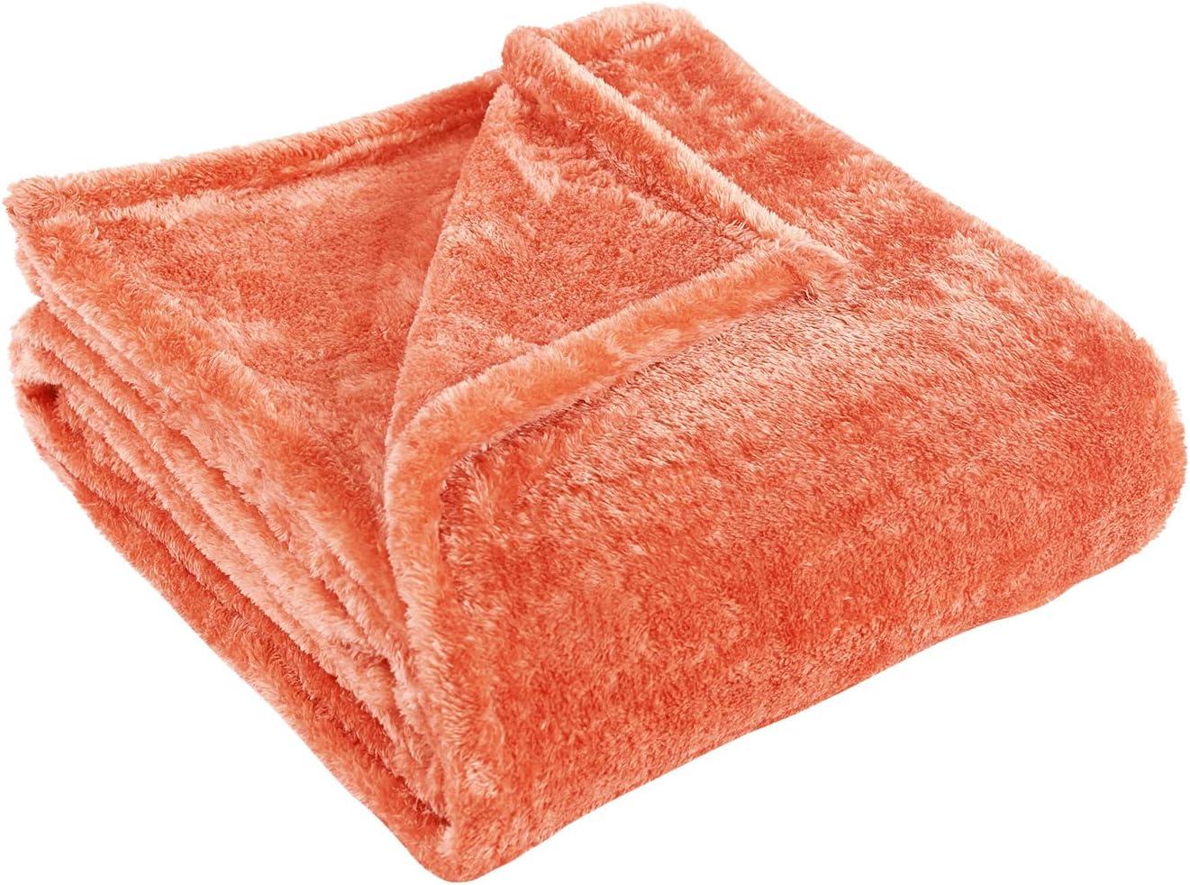 Coral Reversible Fleece and Wool Throw Blanket