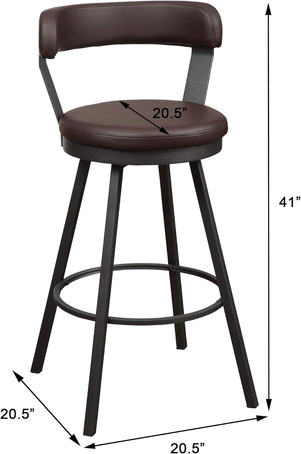 Lexicon Appert Metal Pub Height Swivel Stools in Dark Gray/Brown (Set of 2)