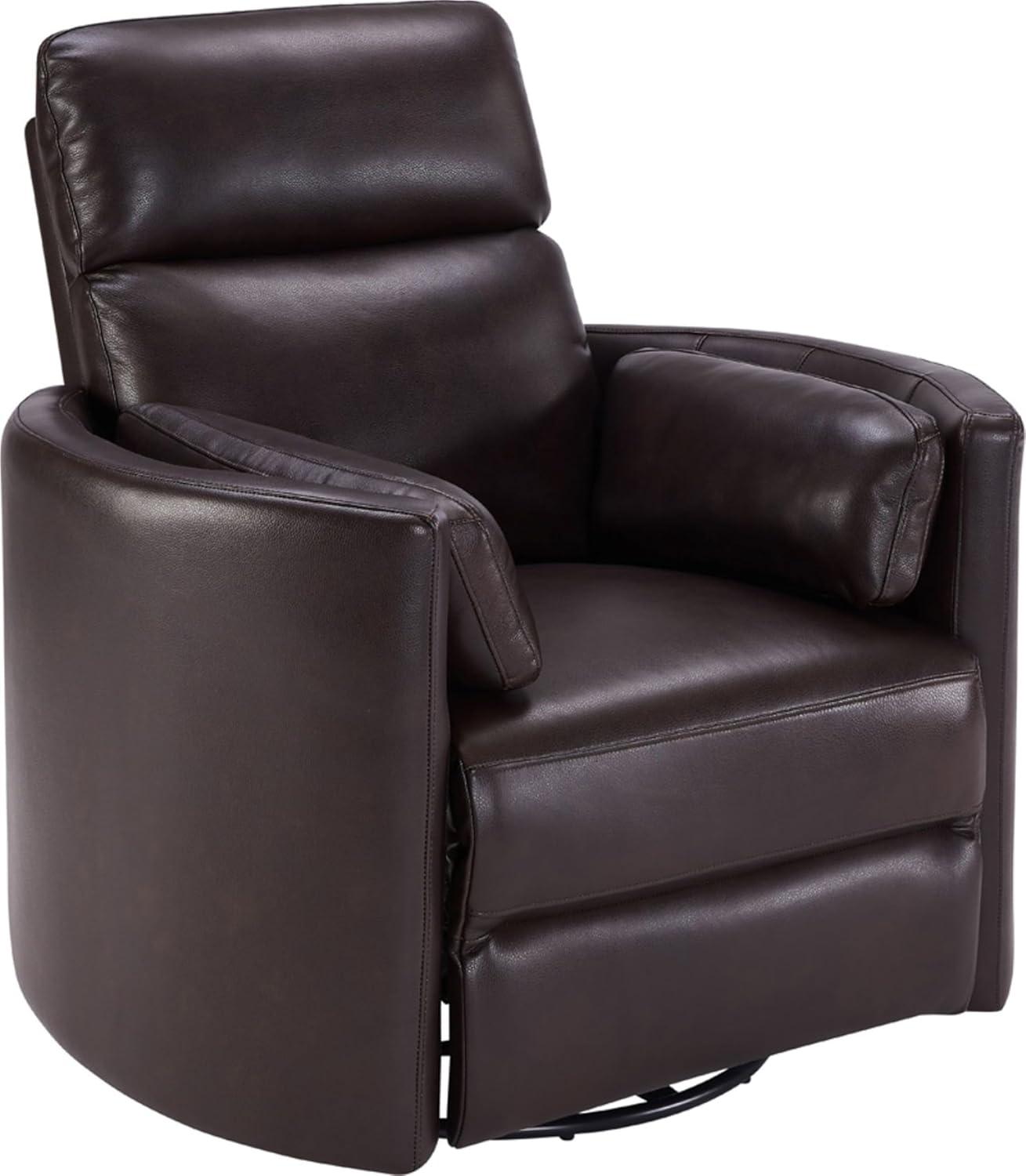 Florence Brown Top-Grain Leather Swivel Recliner with USB Charger
