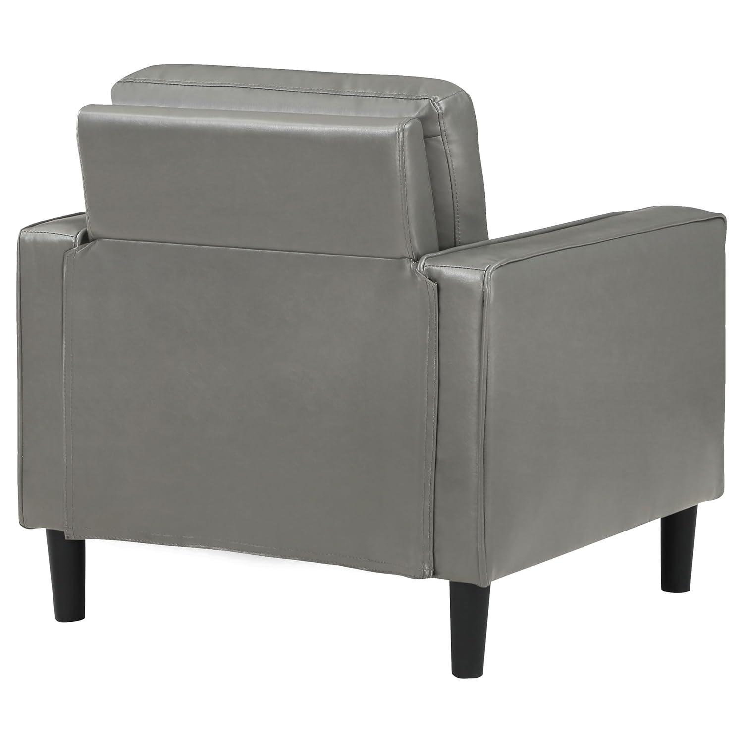 Coaster Ruth Upholstered Track Arm Faux Leather Accent Chair Grey