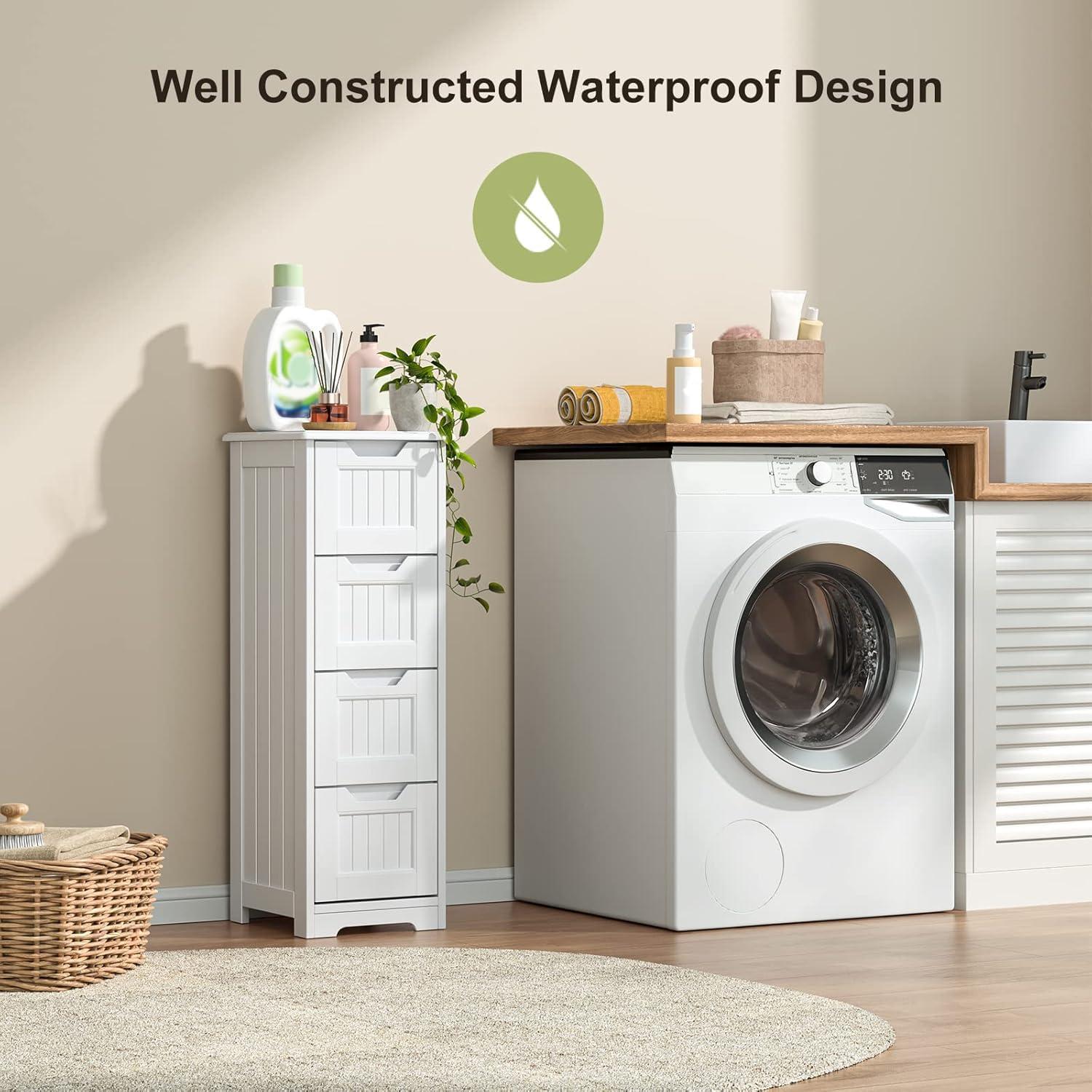 Gizoon 33'' Bathroom Storage Cabinet Freestanding with Drawers Floor Organizer Cabinet for Hallway Living Room and Bathroom, White