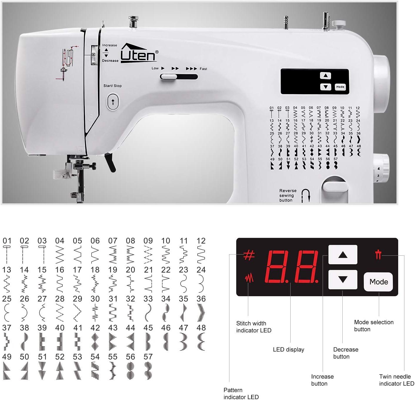 Uten Portable White Computerized Quilting Sewing Machine