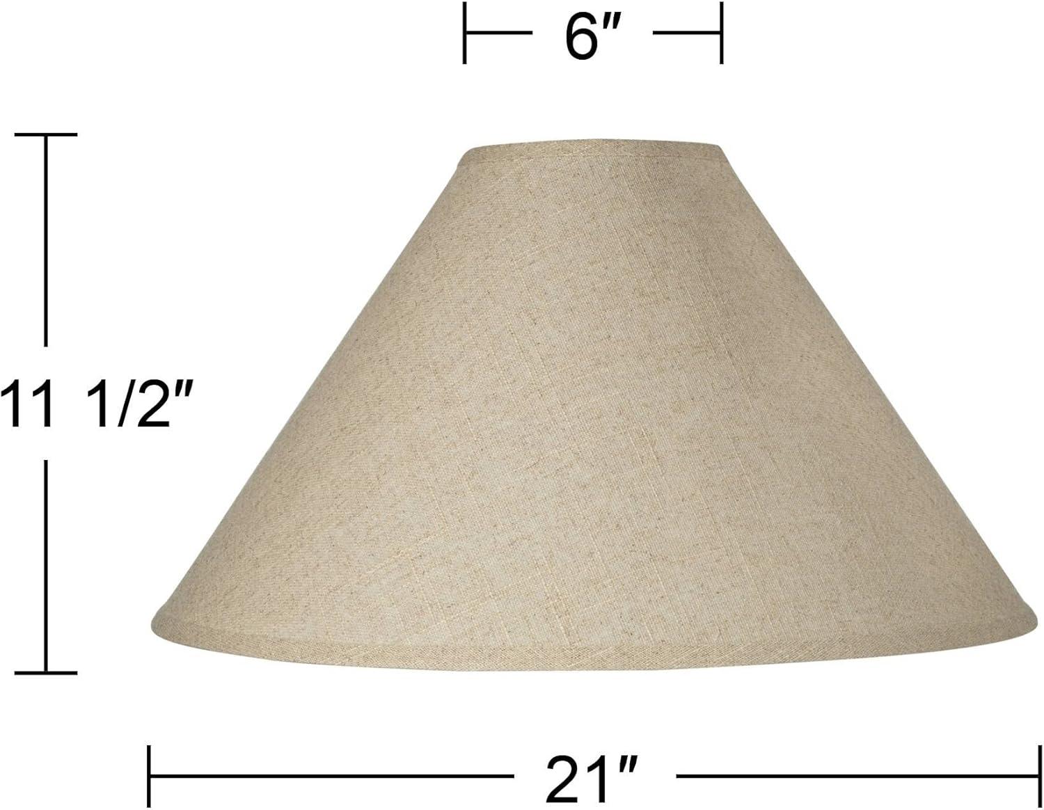 Springcrest Empire Lamp Shade Fine Burlap Large 6" Top x 21" Bottom x 13.5" High Spider Fitting with Replacement Harp and Finial