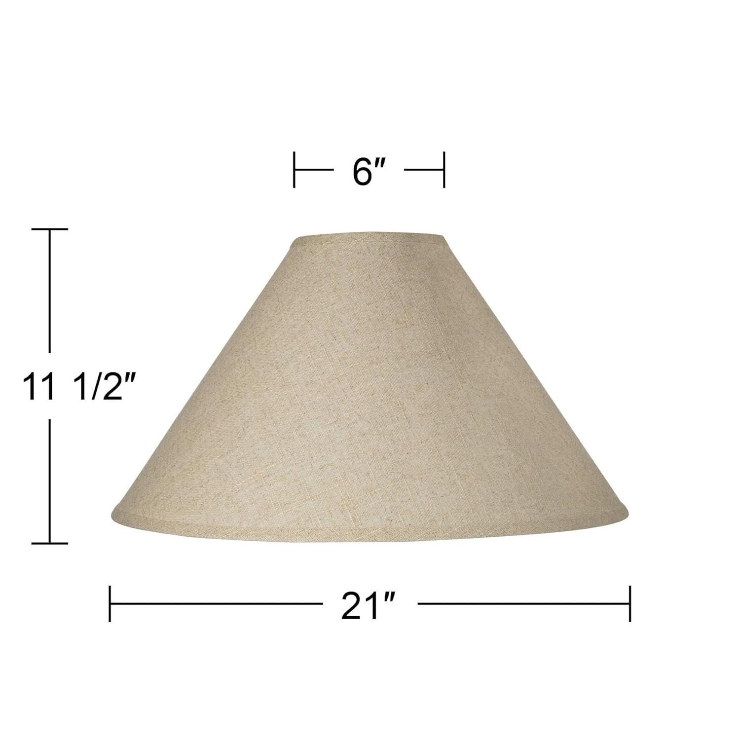 Springcrest Empire Lamp Shade Fine Burlap Large 6" Top x 21" Bottom x 13.5" High Spider Fitting with Replacement Harp and Finial