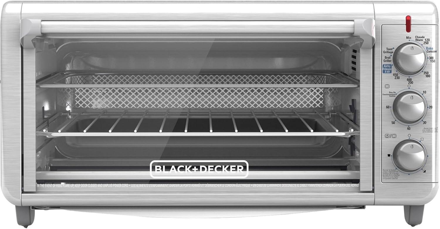 BLACK+DECKER Extra Wide Crisp ‘N Bake Air Fry Toaster Oven, Silver, TO3265XSSD