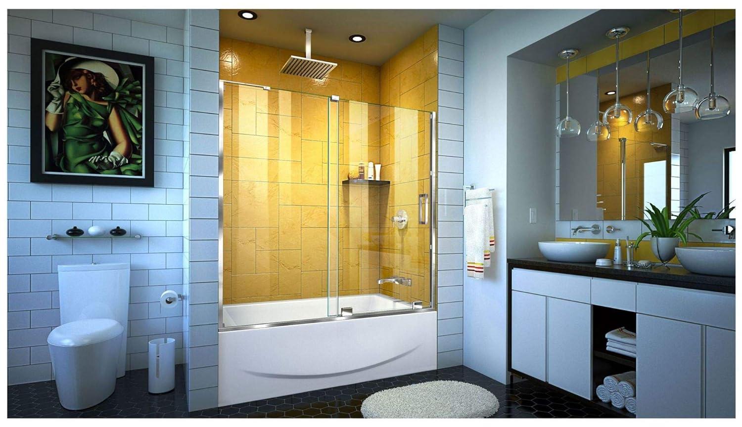 Mirage-Z 56'' W x 58" H Single Sliding Frameless Tub Door with ClearMax™ Technology