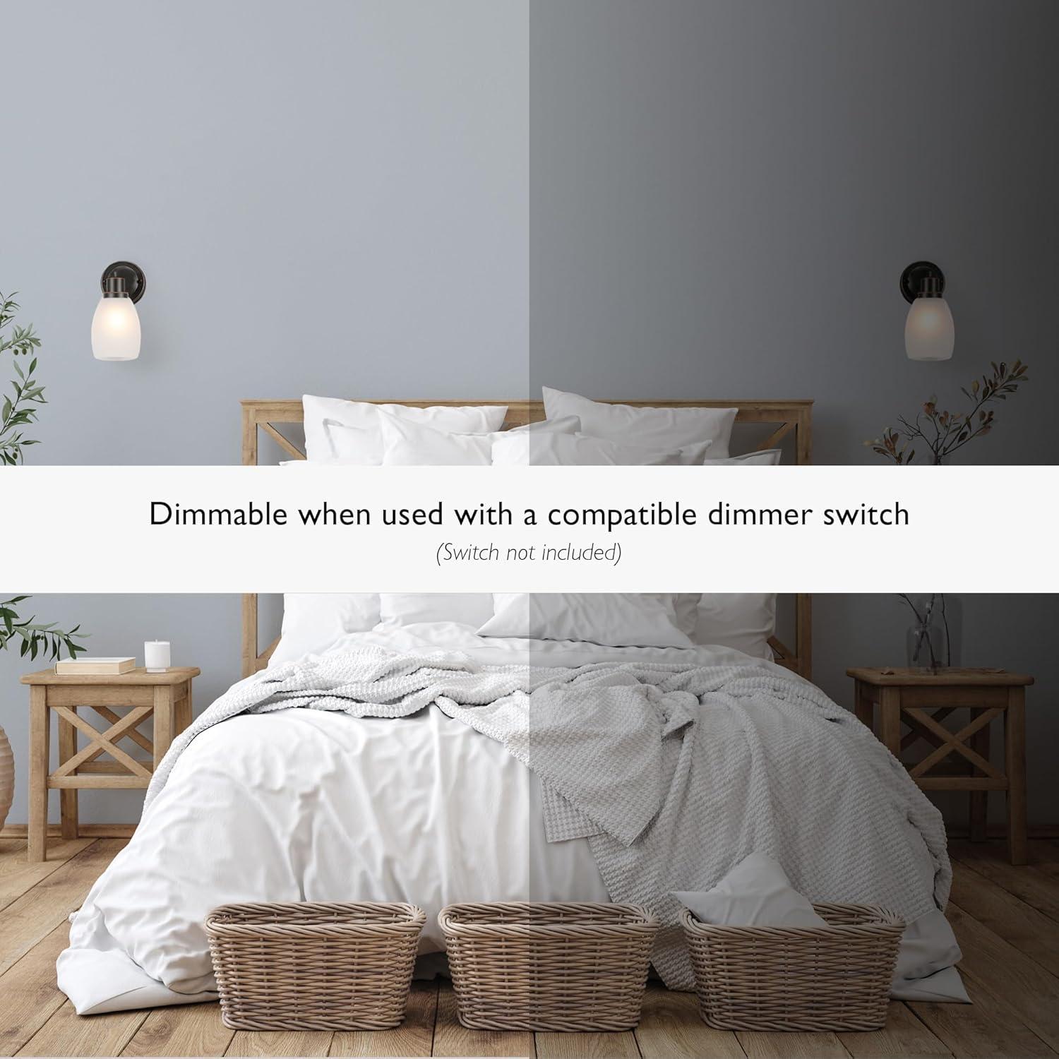 Design House 588814-Orb Lydia Transitional 1-Light Indoor Wall Light Dimmable with a White Frosted Glass Shade and Twist On/Off Switch for Hallway Foyer Bathroom, Oil Rubbed Bronze