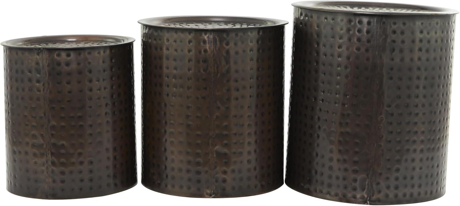 Metal Cylinder Accent Tables (Set of 3) Brown - Olivia & May