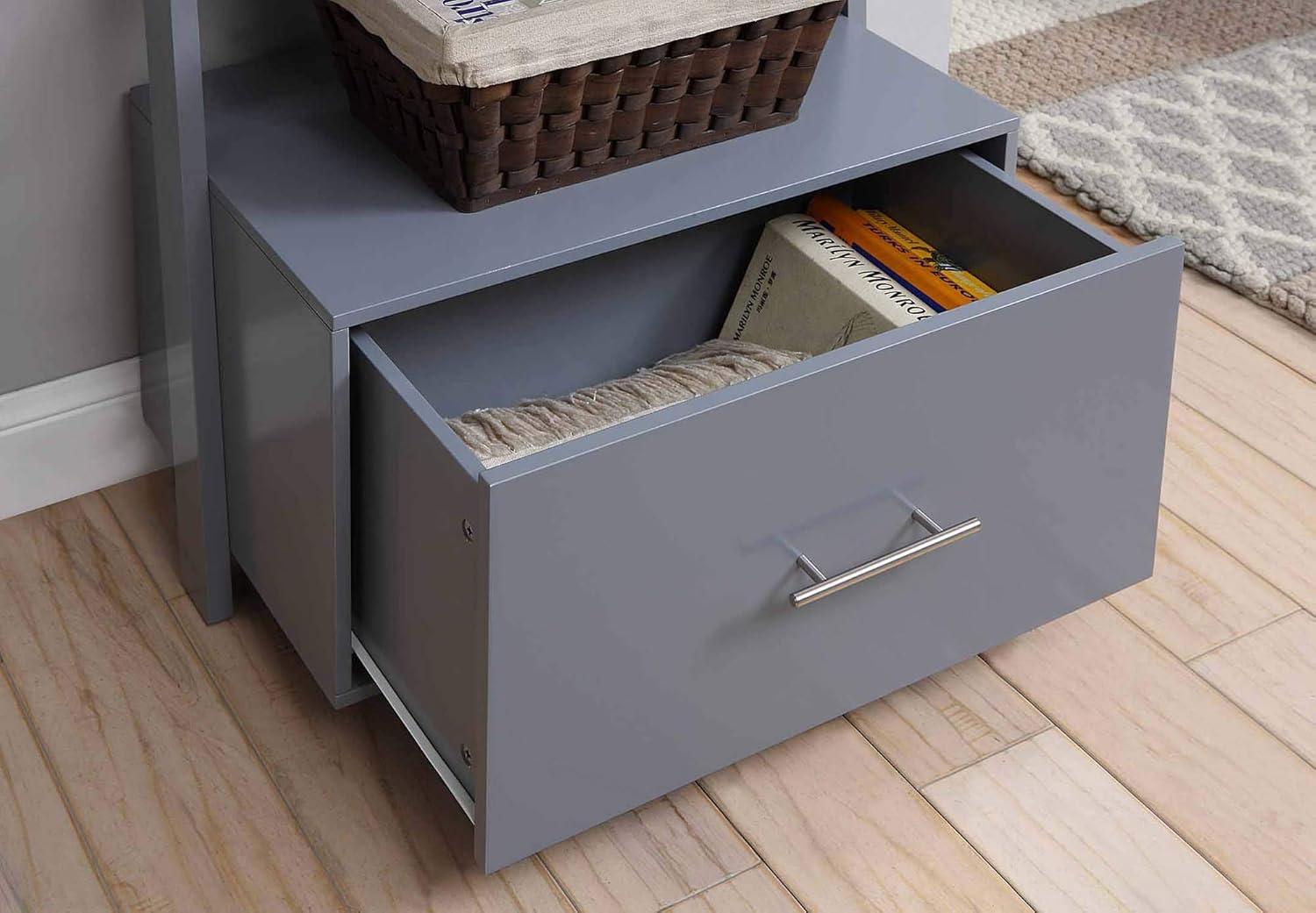 Convenience Concepts American Heritage Ladder Bookcase with File Drawer, Gray