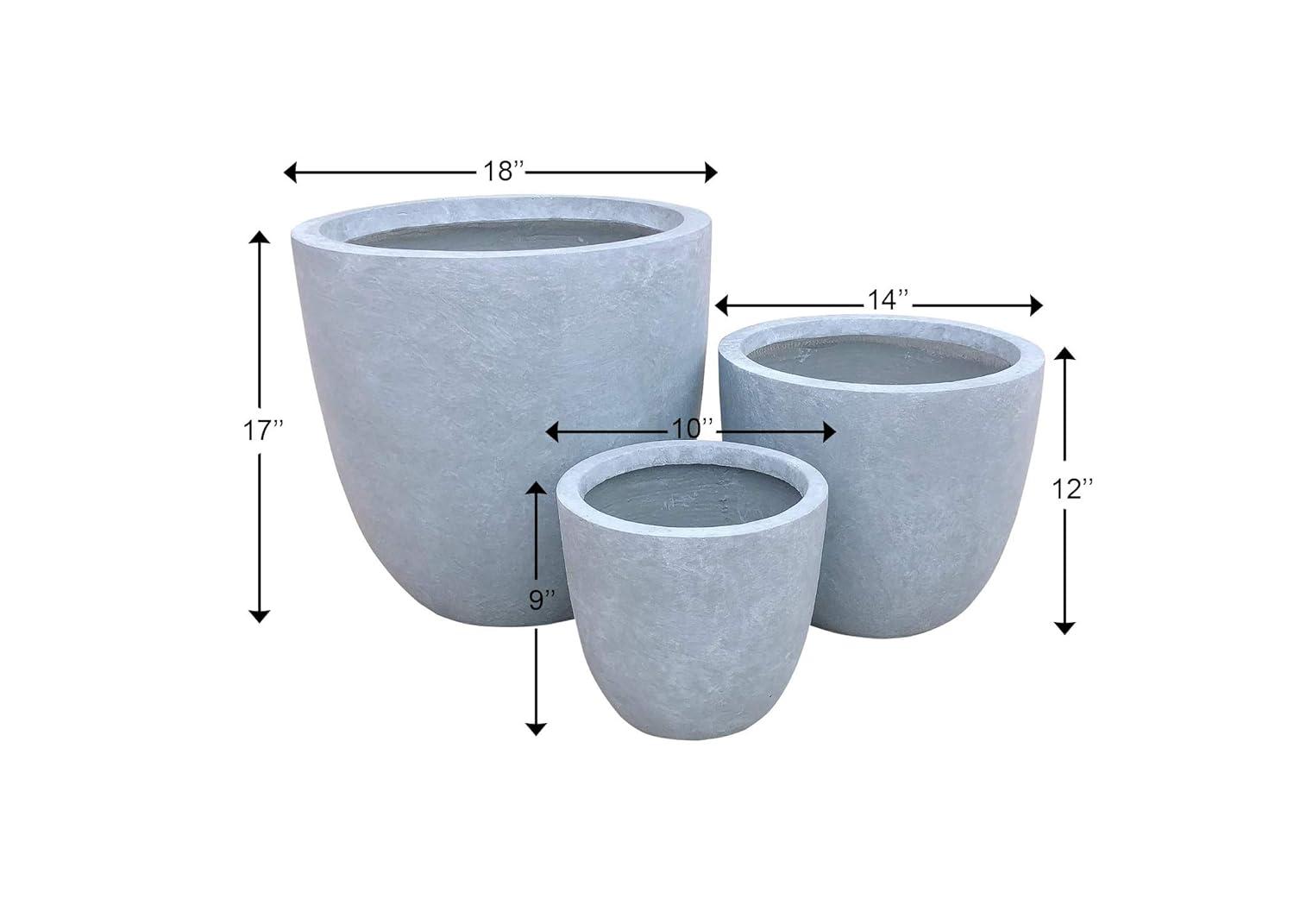 Set of 3 17" Kante Seamless Concrete Planters for Patio & Garden - Rosemead Home & Garden, Inc.