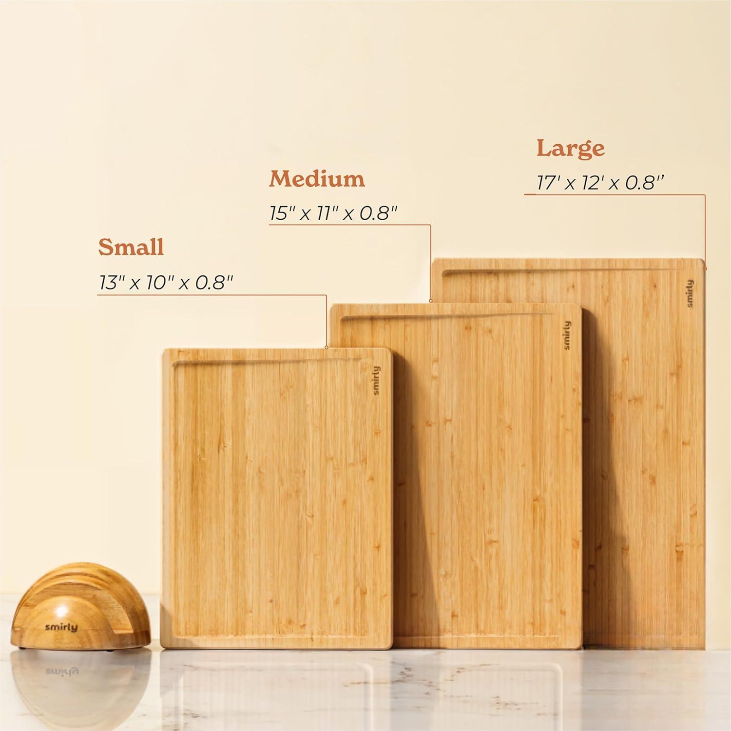 3-Piece Bamboo Cutting Board Set with Holder