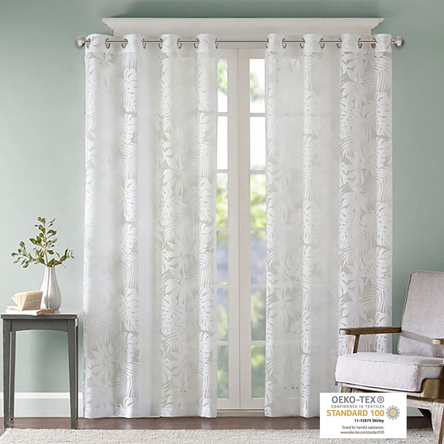 Madison Park Leilani Palm Leaf Burnout Single Window Sheer