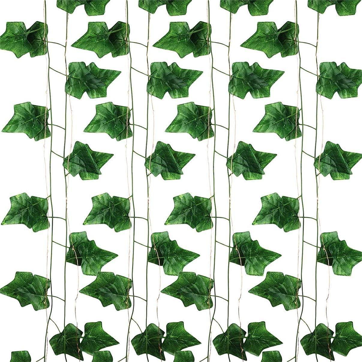 Green Artificial Ivy Garland with LED String Lights for Indoor and Outdoor Decor