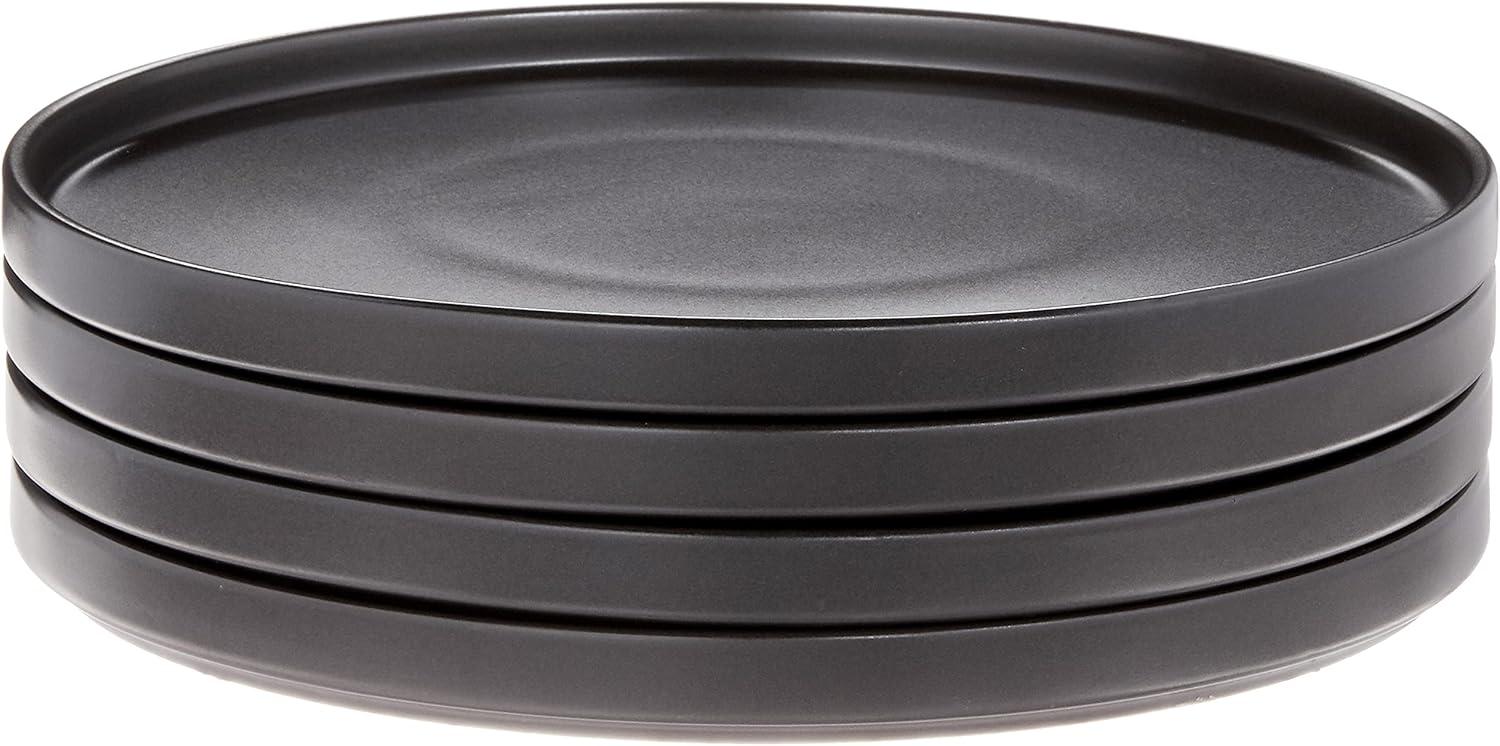 Black Matte Ceramic 10.25" Dinner Plates, Set of 4