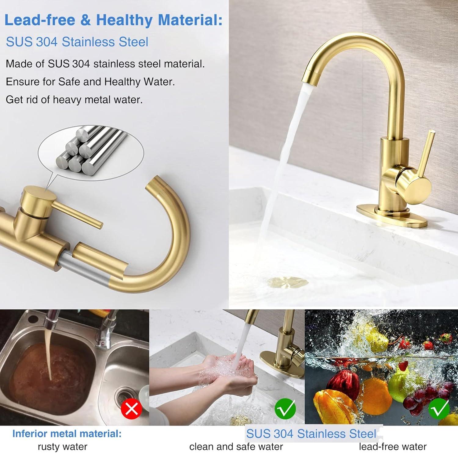 Brushed Gold Stainless Steel Single Handle Bar Faucet