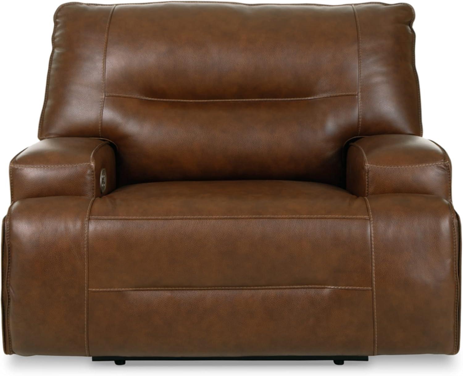 Ashley Furniture Francesca Leather Power Recliner with Headrest in Dark Brown