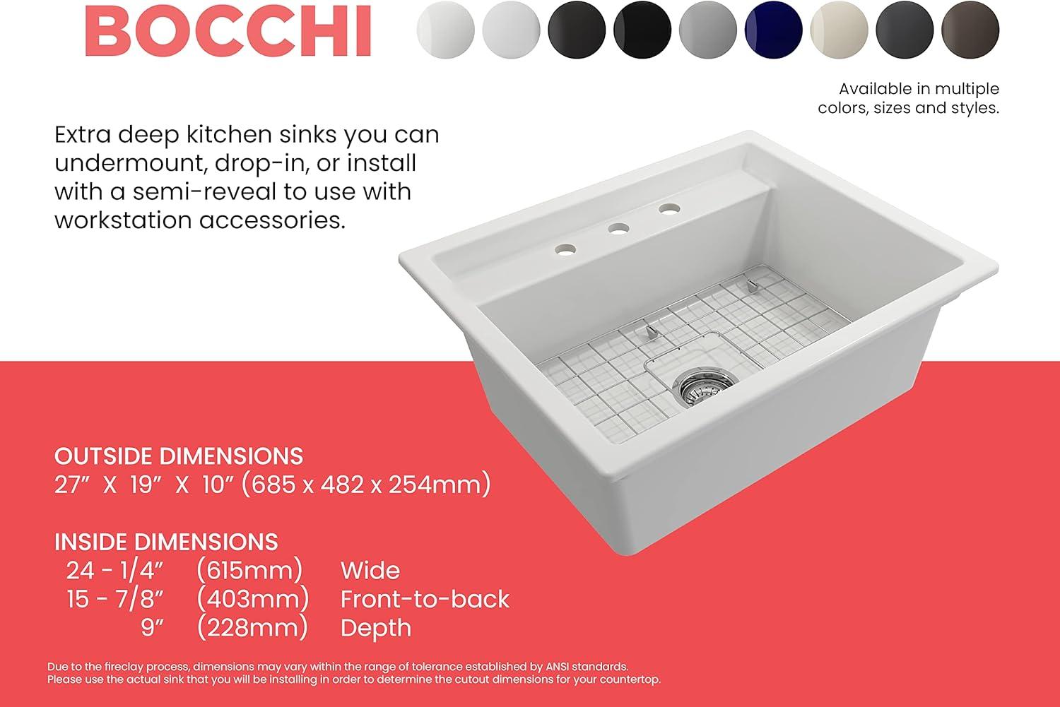 Baveno 27'' L Dual Mount Single Bowl Fireclay Kitchen Sink