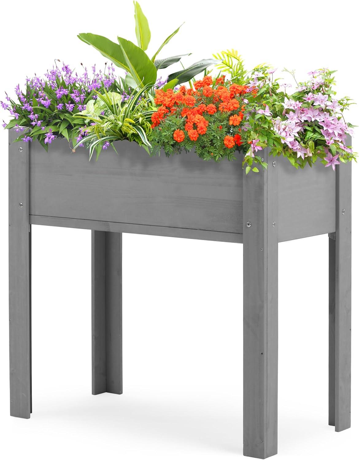 Raised Garden Bed With Legs (31X16x31''), Solid Wood Elevated Planter Box For Outdoor