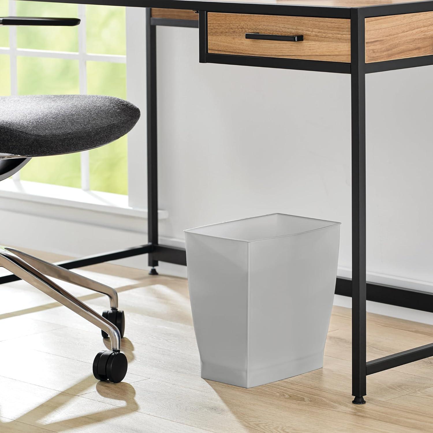 iDesign Mono BPA-Free Plastic Rectangular Waste Basket - 11.25" x 7.5" x 12", Gray