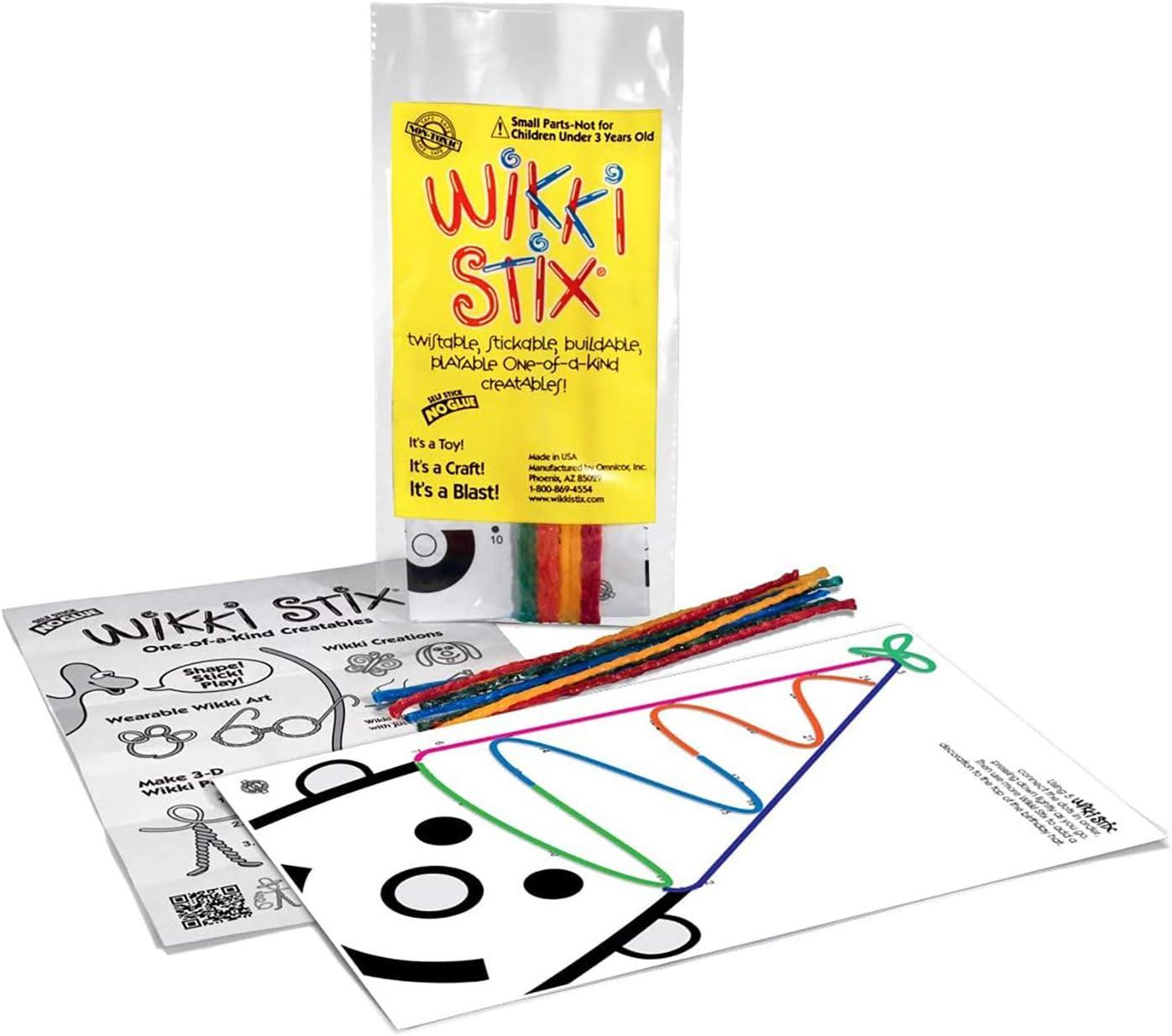 Wikki Stix Birthday Fun Favors, pack of 20 individual fun favors, each with 12 Wikki Stix and a birthday themed play sheet, Made in the USA