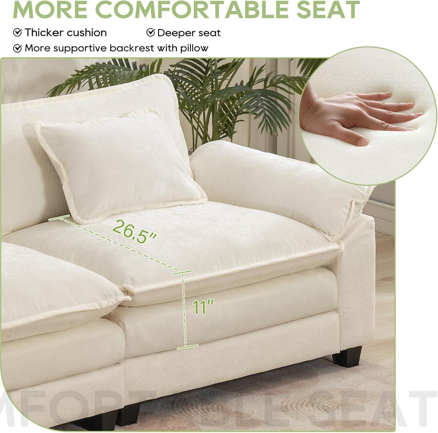 Carbaugh 154" Oversized U Shaped Sectional Sofa, Comfy Cloud Couch Deep Sectional Sofa with Ottomans for Living Room