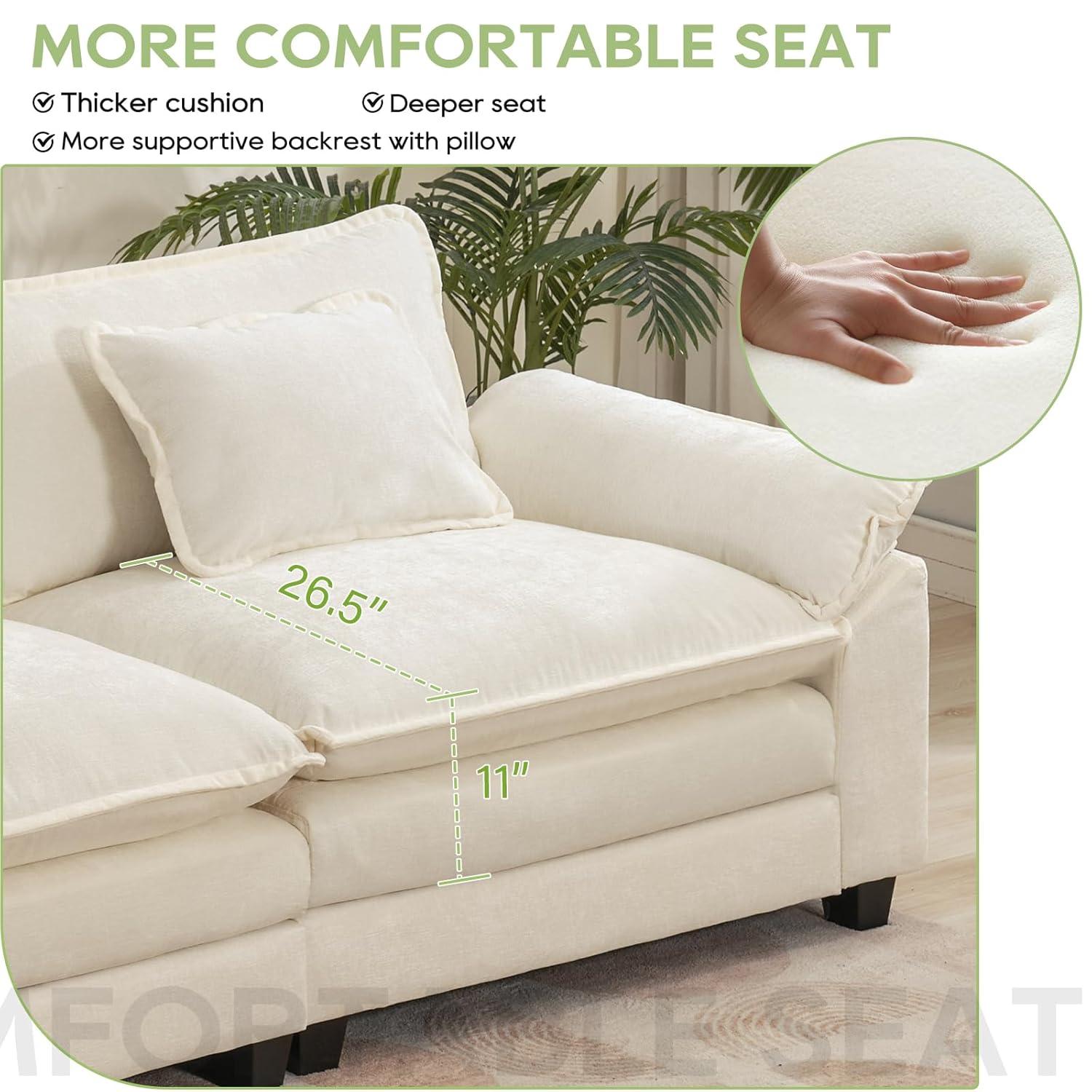 Carbaugh 154" Oversized U Shaped Sectional Sofa, Comfy Cloud Couch Deep Sectional Sofa with Ottomans for Living Room