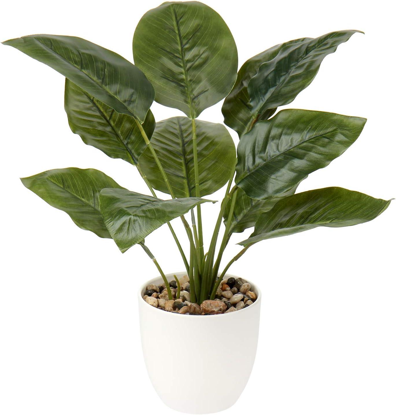 18"Fake Potted Plant Artificial Canna Plants Floor Tropical Plants with White Pot Indoor Home Decor