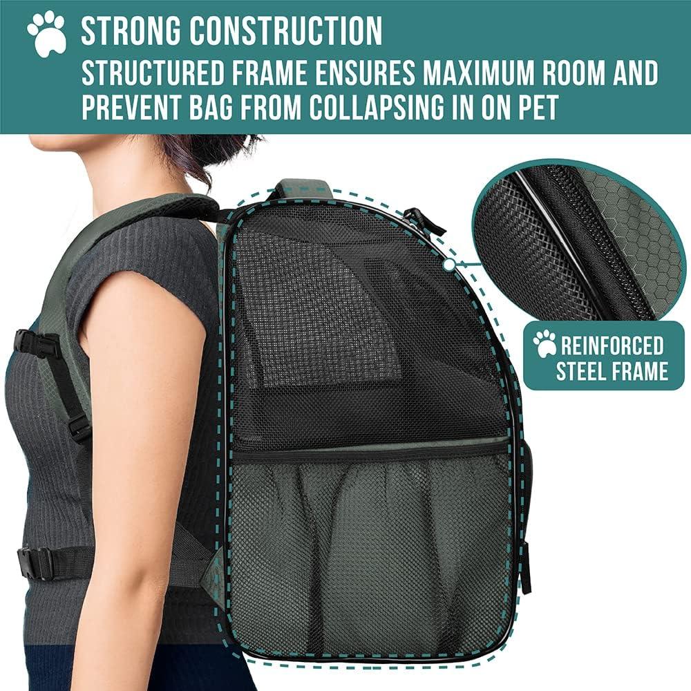 PetAmi Premium Dog Backpack Carrier Small Large Cat Puppies, Ventilated Pet Hiking Travel Bag, Airline Approved Safety Camping Biking