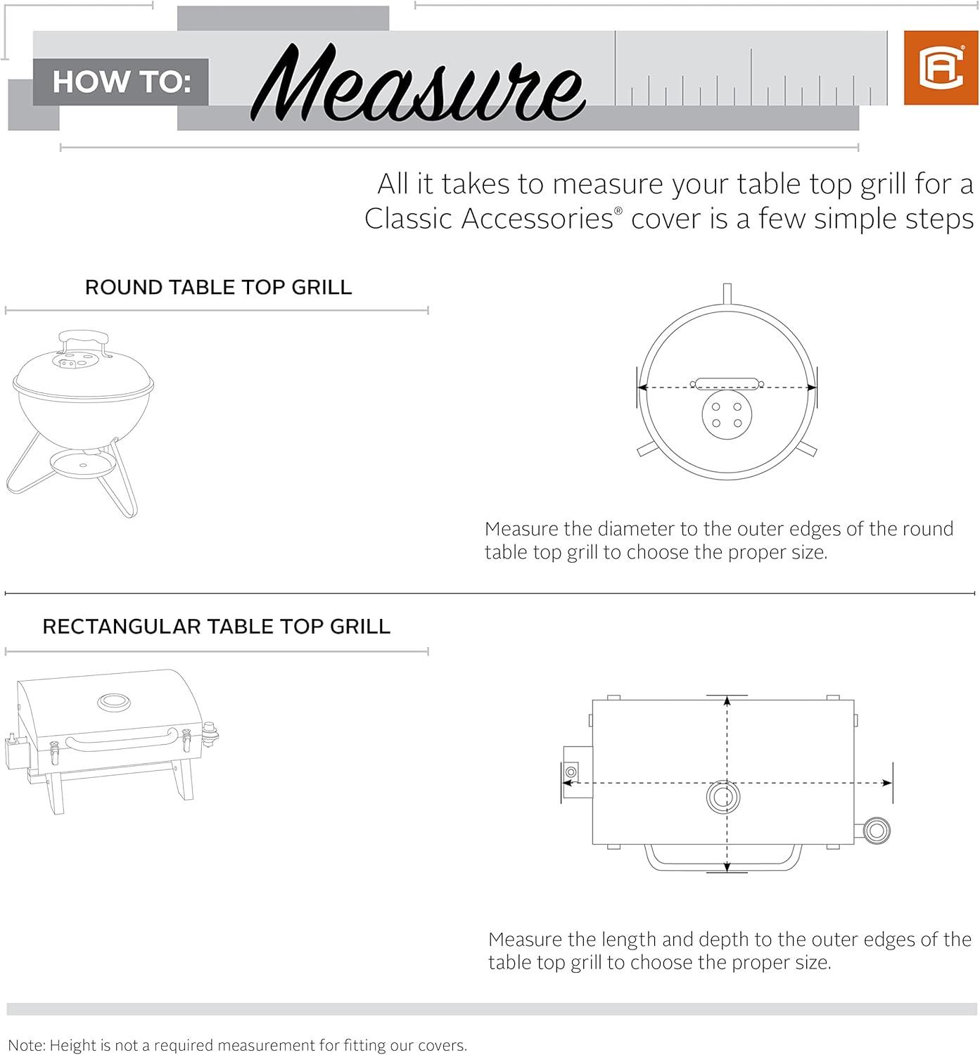 Classic Accessories Veranda™ Rectangular Table Top Grill Cover & Carry Bag - Water Resistant Outdoor Cover, Medium (55-974-031501-00)