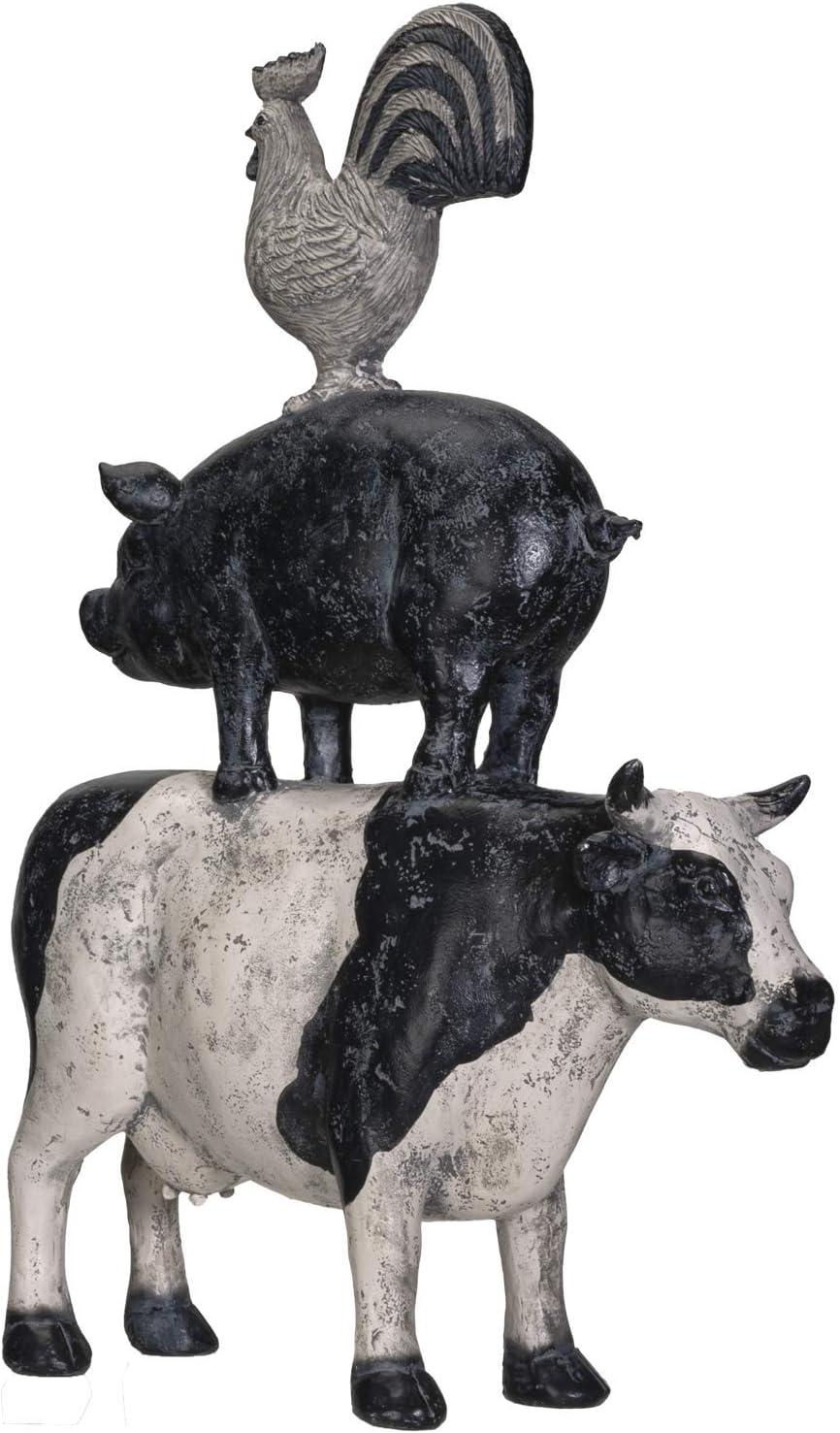 Pacific Giftware American Art Animal Farm Barnyard Stacked Animal Resin Figurine Statue (Cow/Pig/Chicken)