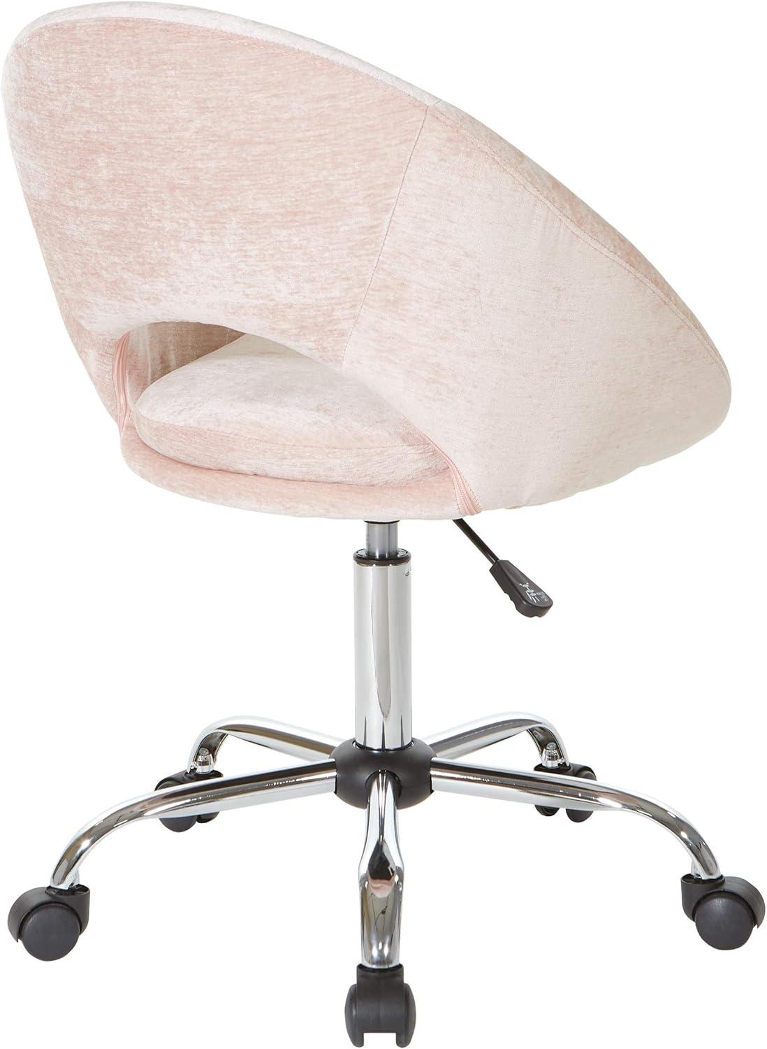 Blush Chrome Adjustable Swivel Office Chair with Padded Seat