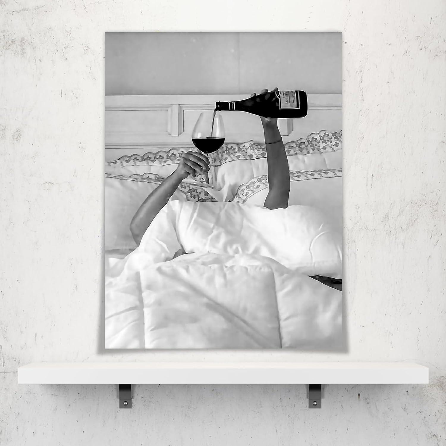 Black and White Feminist Wine Canvas Wall Art