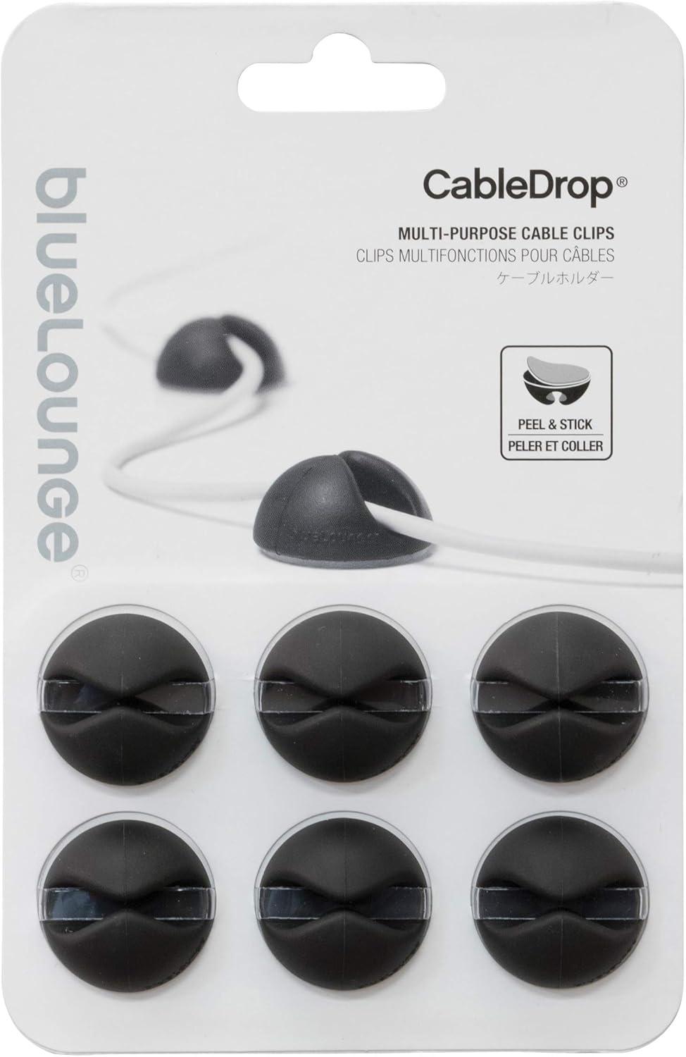 Advantus Cable Clip CableDrop 1-1/10"Wx1-1/10"Lx3/5"H 6/PK Black BLUCDBL