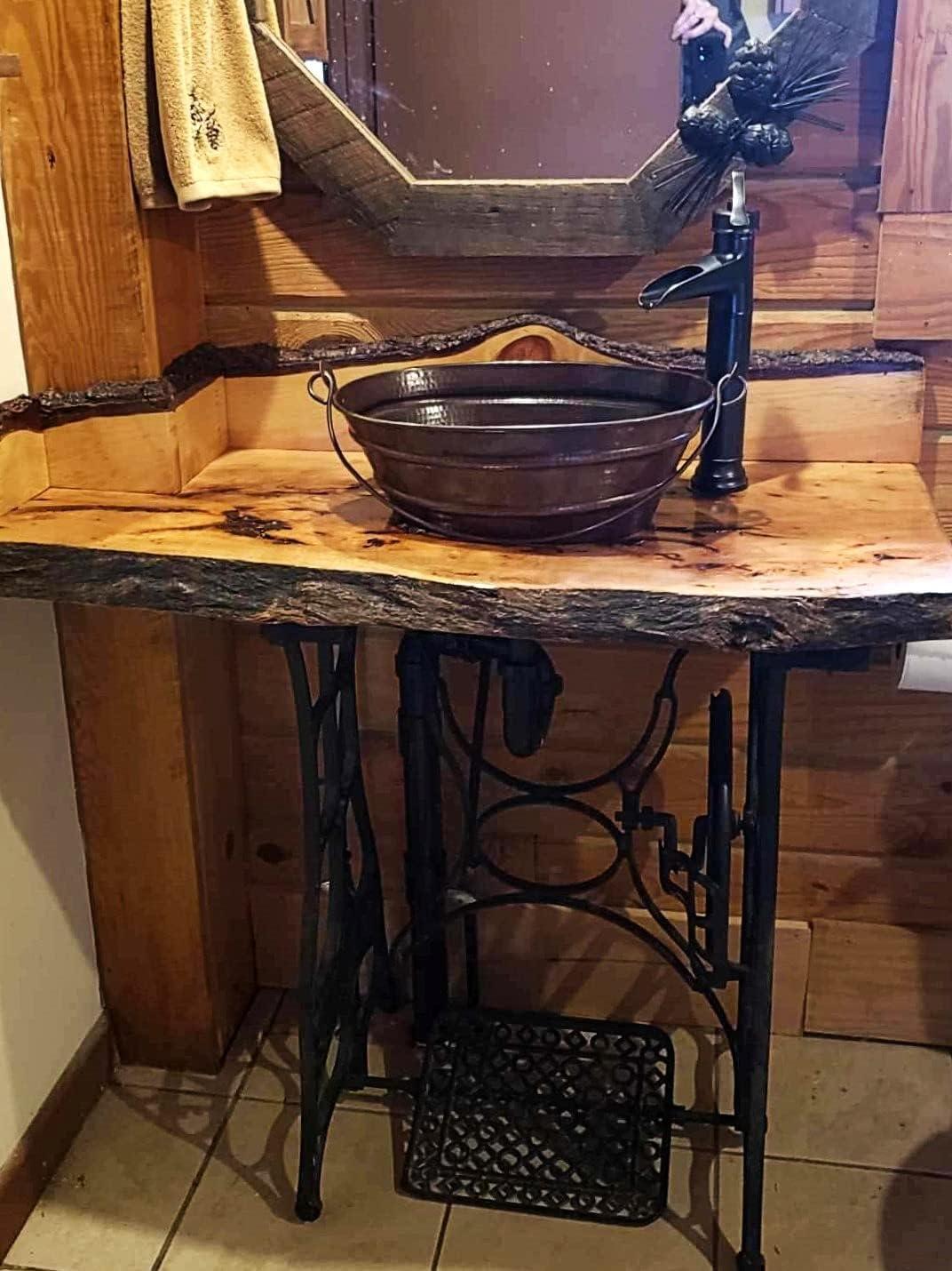 16" Oval Copper BUCKET Bathroom Sink in Aged Copper Patina