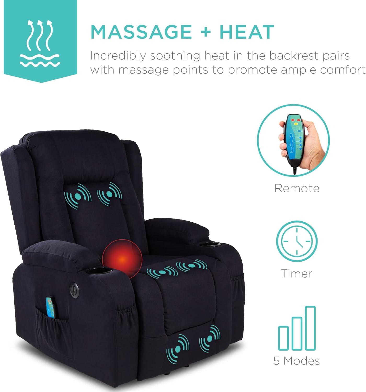 Hokku Designs Modern Linen Electric Power Lift Chair, Recliner Massage Chair, Adjustable Furniture for Back, USB Port, Heat, Cupholders | Wayfair