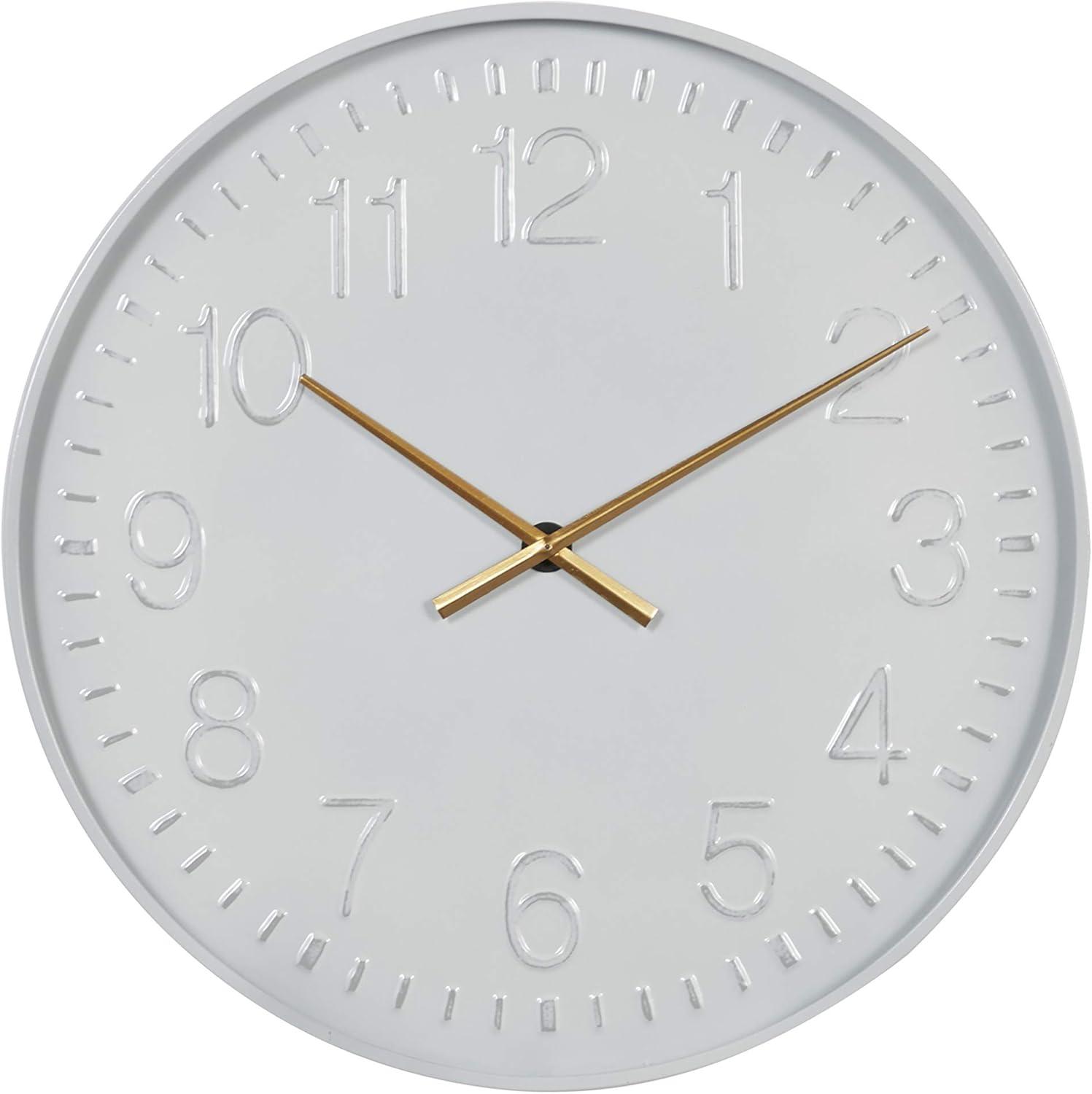 DecMode 24" White Metal Round Wall Clock