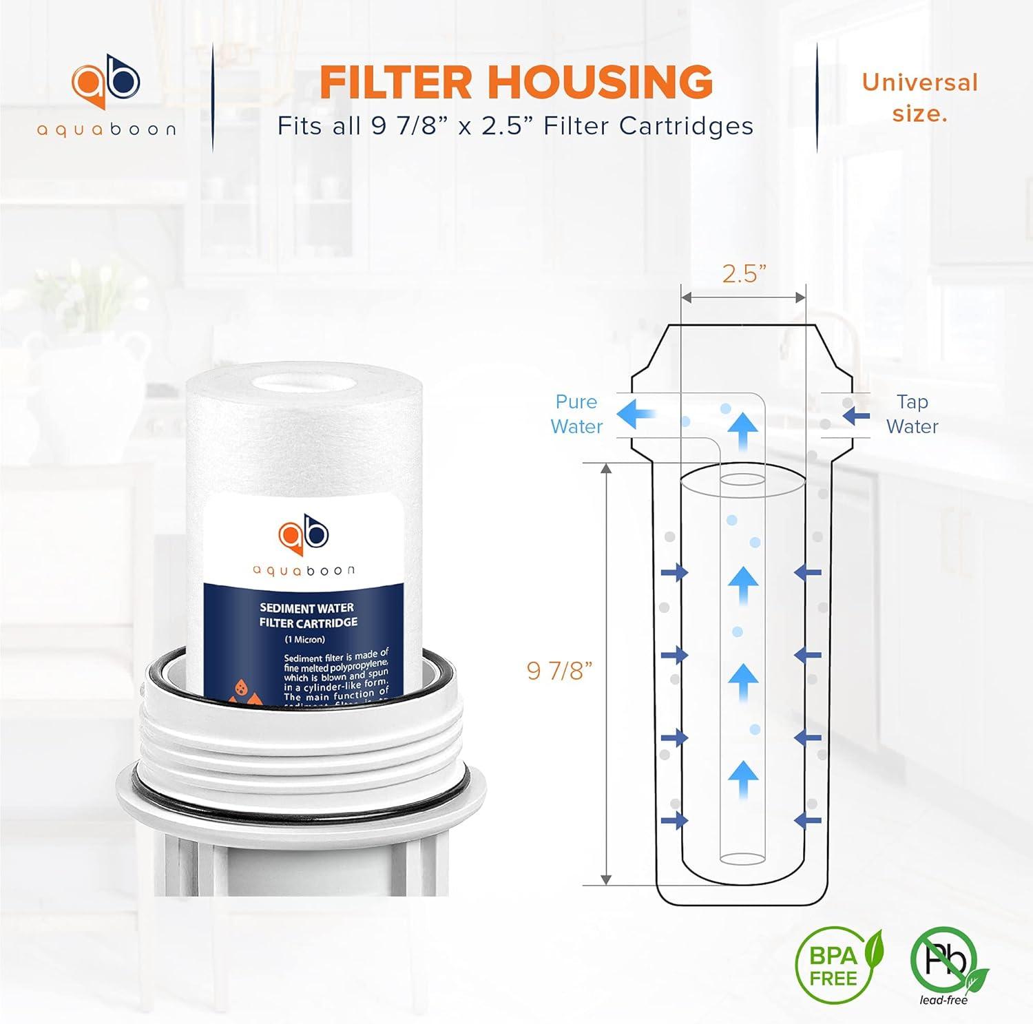 Aquaboon 6-Pack of 1 Micron 10" Sediment Water Filter Replacement Cartridge for Any Standard RO Unit | Whole House Sediment Filtration | Compatible with DuPont WFPFC5002, Pentek DGD series, RFC