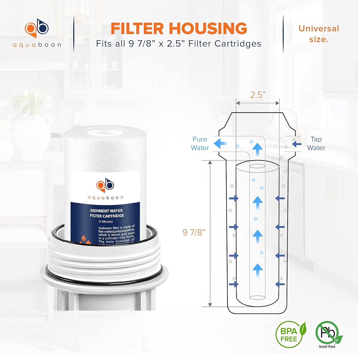 Aquaboon 6-Pack of 1 Micron 10" Sediment Water Filter Replacement Cartridge for Any Standard RO Unit | Whole House Sediment Filtration | Compatible with DuPont WFPFC5002, Pentek DGD series, RFC