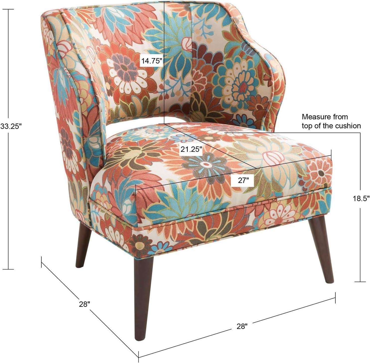 Maren Open Back Accent Chair Peach: Madison Park, Upholstered, Botanical Pattern, Living Room Furniture