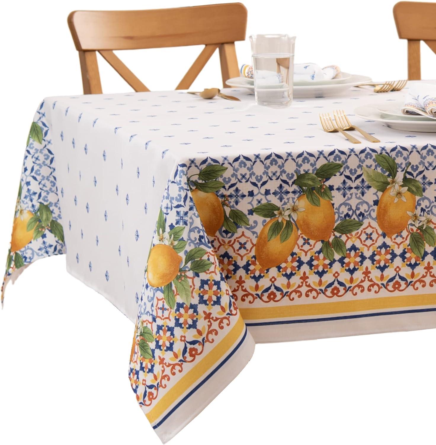 Lark Manor™ Ariatna Capri Lemon Double Border Tablecloth