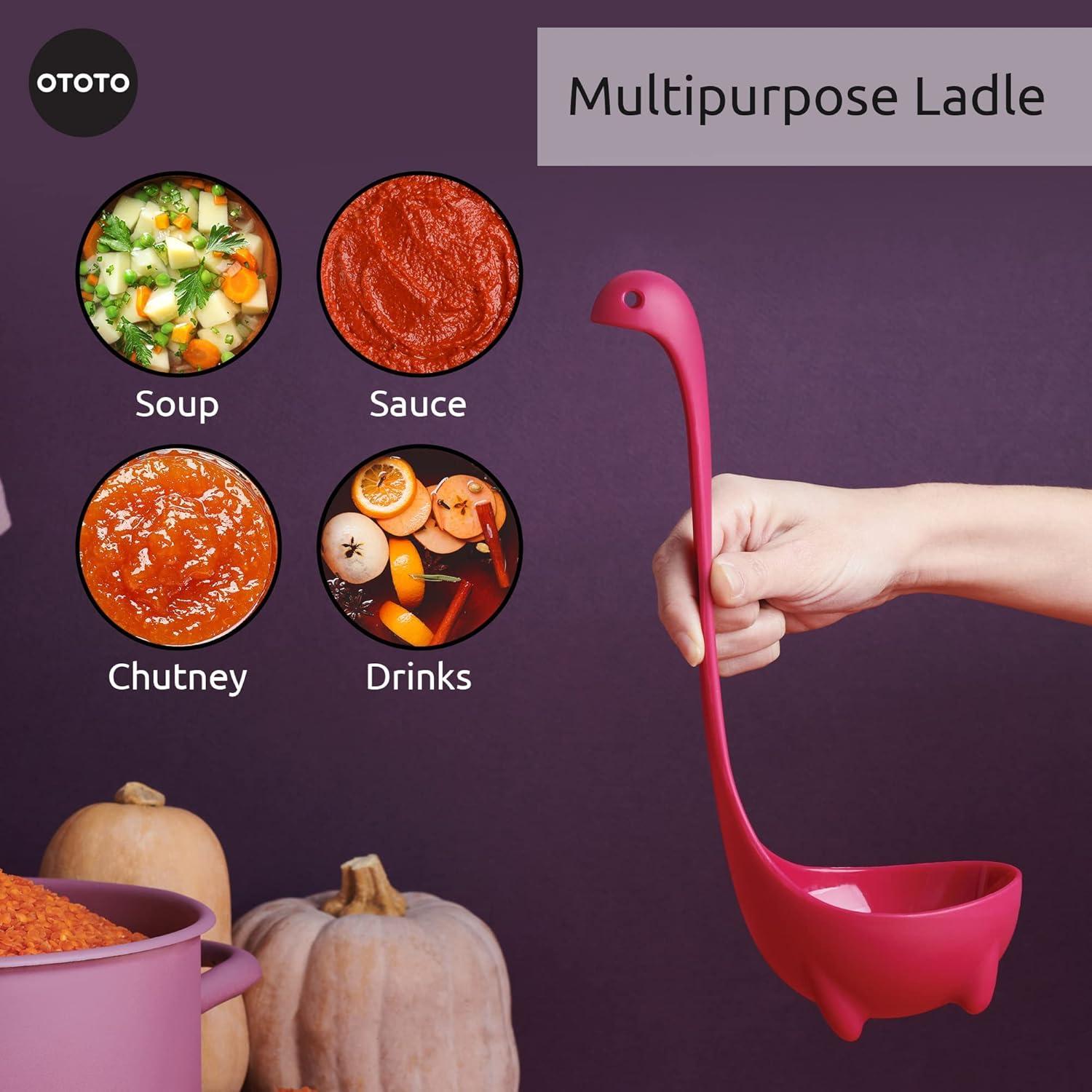 Ototo Jumbo Nessie Ladle Purple: Ergonomic BPA-Free Plastic, Dishwasher-Safe, 5.9 Volume, 8.69" Handle, 1 Piece