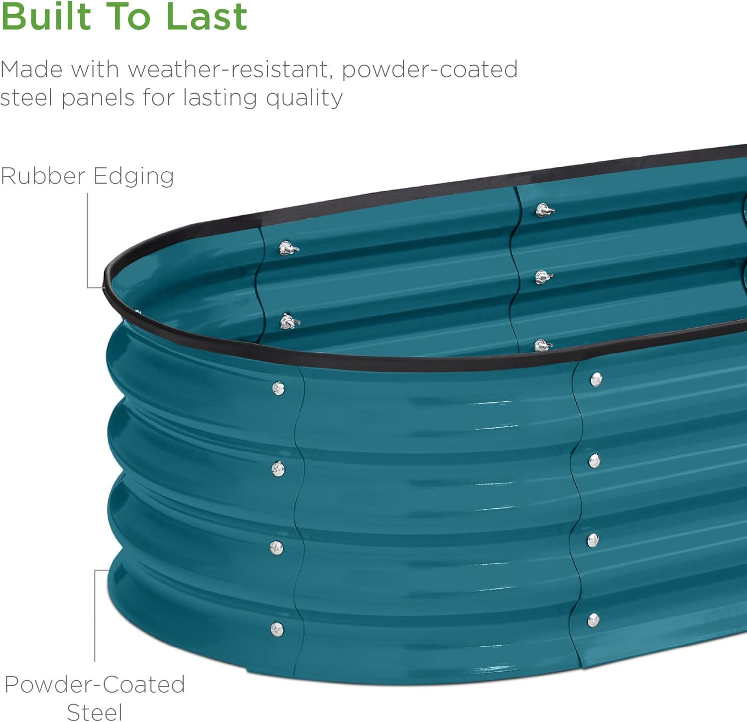 Best Choice Products 4x2x1ft Outdoor Raised Metal Oval Garden Bed, Planter Box for Vegetables, Flowers