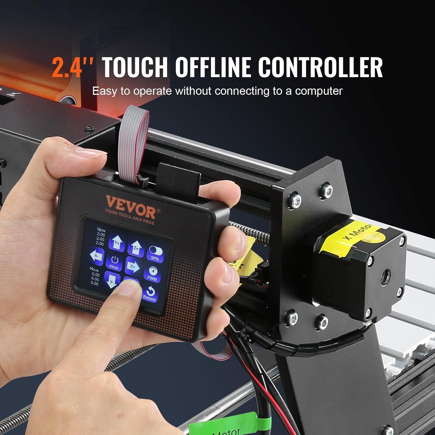 VEVOR CNC Router Machine, 120W 3 Axis GRBL Control Wood Engraving Carving Milling Machine Kit, 300 x 200 x 60 mm/11.8 x 7.87 x 2.36 in Working Area 10000 RPM for Wood Acrylic MDF PVC Plastic Foam